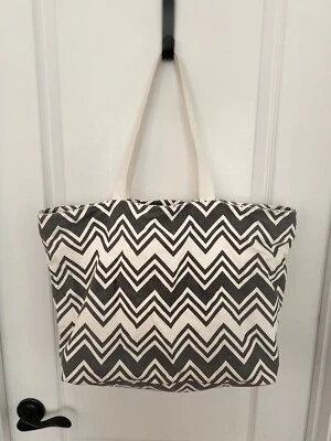 Gap Chevron White black lined tote bag — 第 1/4 张图片