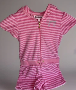 Juicy Couture Adorable Girls Size 5 pink striped terry cloth romper Embroidered - Picture 1 of 5