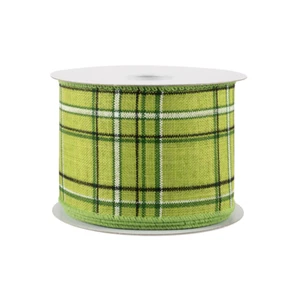 St. Patrick's Day Tartan Ribbon - 2 1/2" x 10 Yards, Wired, Easter, Christmas - Picture 1 of 2
