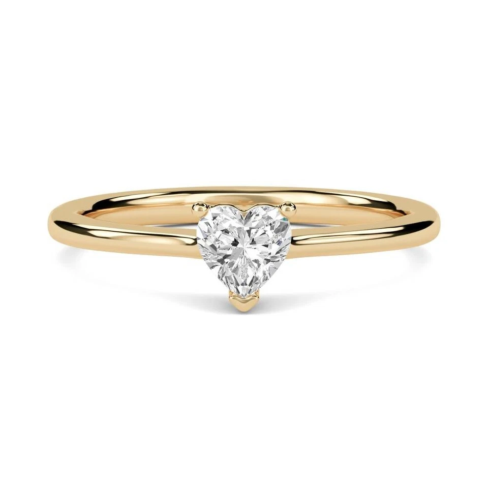 Solitaire Moissanite Heart Cut Women Ring 14K Yellow Gold Plated Sterling Silver - Image 1 of 4