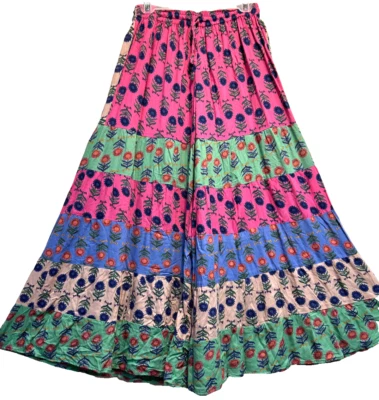 Nwt SACRED THREADS boho hippie gypsy rayon wide leg tiered PANTS L Free shipping - Image 1 of 4