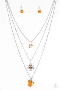 Paparazzi -Soar With The Eagles Necklace & Stone Sky Earrings - Orange Set - Picture 1 of 5