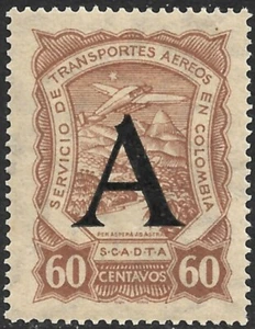SCADTA Colombia Scott CLA29 SCADTA VF/XF Lightly Hinged Consular Overprint 1923 - Picture 1 of 2