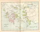 ANTIQUE MAP ~ GREECE in the FIFTH 5th CENTURY B.C LACEDEMONIAN & ATHENIAN