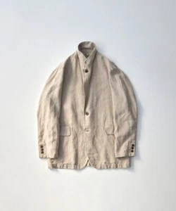 CONFECT -- Black Linen Canvas Relaxed Fit Jacket, Beige, size 4 (50R) L - Picture 1 of 5