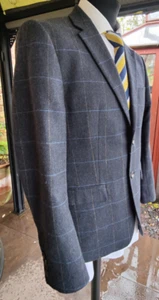 Country Tweed Blue Check Wool Blend Jacket Blazer Size 40 by Racing Green - Picture 1 of 18