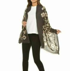 Echo Womens Flora Oblong Scarf Multi Floral 24" x 72" - Picture 1 of 2