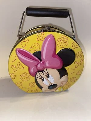 Lonchera pequeña redonda metálica Minnie Mouse texturizada Foto 1 de 4