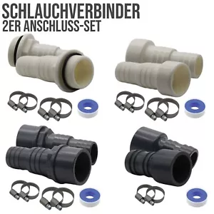 Schlauch Tülle Klebe Verbinder Stutzen Pool Teich DN50 32 38 mm 1 1/2" - 2er Set - Bild 1 von 11