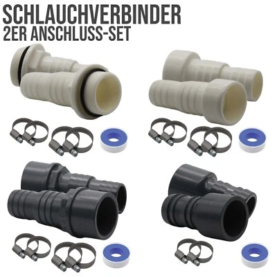 Schlauch Tülle Klebe Verbinder Stutzen Pool Teich DN50 32 38 mm 1 1/2" - 2er Set - Bild 1 von 3