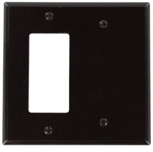 Placa de pared combinada de dispositivo Leviton 80608-B 2 velocidades 1 blanco 1 decoración/GFCI, MARRÓN - Imagen 1 de 1