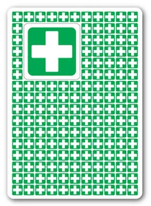 FIRST AID CROSS Square health and safety warning first aid signs Sticker 50x50mm - Picture 1 of 4