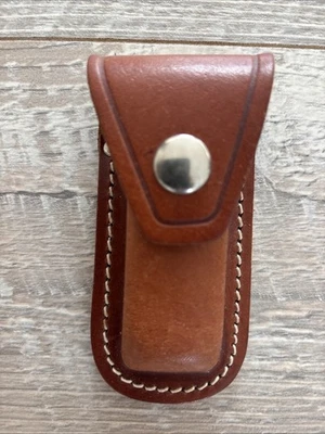Cuchillo plegable de hasta 3” funda de cinturón de cuero plegable NOS Foto 1 de 3