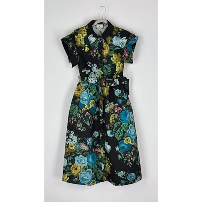 Tuckernuck Black Bouquet Short Sleeve Floral Midi Chloe Dress Womens Small New - Image 1 of 4