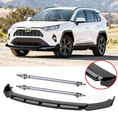 Kit de carrocería divisor alerón labial parachoques delantero brillante varillas de puntal para Toyota Rav4 XLE Foto 1 de 4