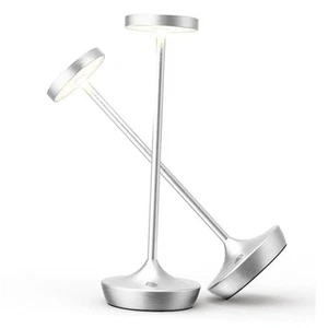 Cordless Table Lamp Rechargeable - 6000mAh LED Battery Operated Table Silver - Picture 1 of 7