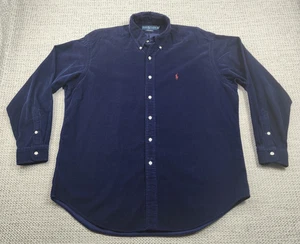 Polo Ralph Lauren Shirt Mens Large Navy Corduroy Button Up Blake Long Sleeve - Picture 1 of 16