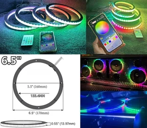 4PCS 6.5" Dream CHASING Flow LED Universal Spacer Audio Speaker Rings Lights - Picture 1 of 18