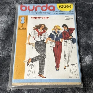 Burda 6866 Ladies 8-18 Pleated Pants Front Elastic Waist Sewing Pattern UNCUT - Picture 1 of 2