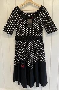 Collectif London Swing Dress Costume Halloween New Retro Black Polka Dot NWT - Picture 1 of 11