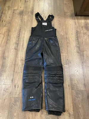 Vintage Polaris Snowmobile Overall Bibs Leather Lined Medium Hein Gericke - Image 1 of 4