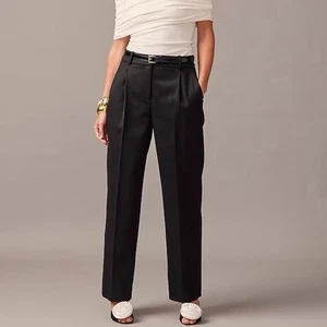 J. Crew Collection Essential Straight Leg Pants Size 12P Black Pleated BV172 - Picture 1 of 9