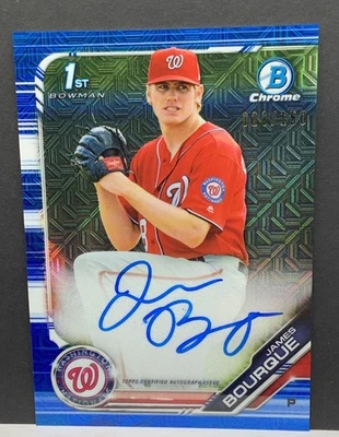 2019 Bowman Chrome Prospect James Bourque #CPA-JB Mojo Blue Auto Ref. #026/150 - Image 1 of 2