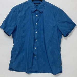 Perry Ellis Men Size 2XL Slim Fit Polka Dot Teal Short Sleeve Dress Button Shirt - Picture 1 of 9