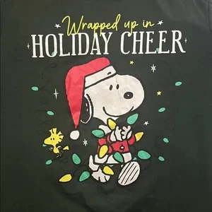 Camiseta verde para hombre Peanuts Snoopy "Wrapped Up In Holiday Cheer" talla grande nueva con etiquetas - Imagen 1 de 3