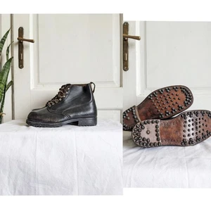 Vintage 50s Swiss Army Mountain Boots — Original Hobnail Leather Combat Boots - Picture 1 of 9