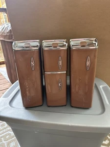 Vintage Lincoln Beautyware Brown  Canisters Set of 4. Mid Century Modern - Picture 1 of 24