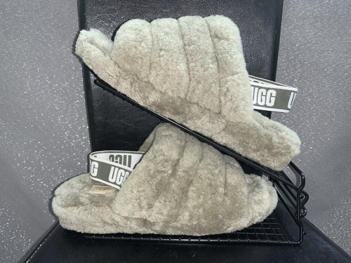 Ugg Slide pantofole verde peloso sliders taglia UK 8 Uggs