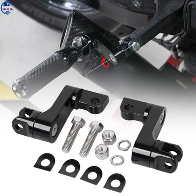 Extensiones de estriberas negras de montaje macho para Harley Softail Street Glide Sportster Foto 1 de 4