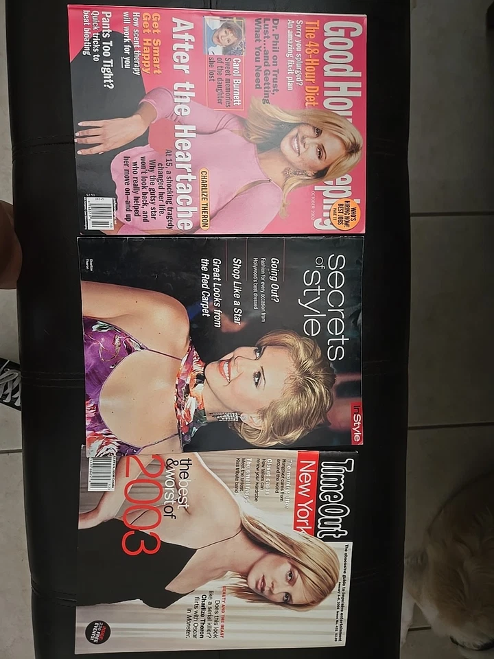 3 Charlize Theron Cover Magazines Timeout Good Housekeeping 2002  2004 Celebrity - Image 1 of 1