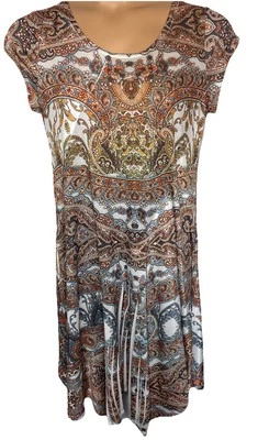 Vestido World Unity Naranja Blanco Paisley Tejido Talla S Foto 1 de 4