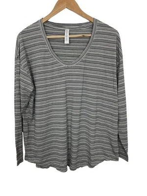 Athleta Cloudlight Stratus Top Black White Stripe Long Sleeve Tee T Shirt Sz XL - Image 1 of 4