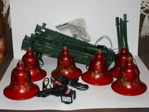2 Sets Mr. Christmas beleuchtete musikalische Wegglocken grün rot getestet VINTAGE - Bild 1 von 9