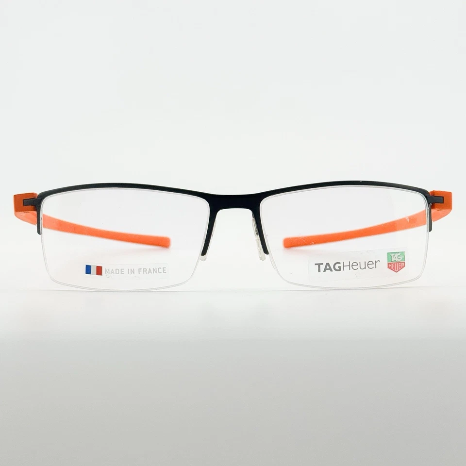 Auténticas gafas Tag Heuer TH 3921 media llanta reflectante marco negro/naranja Francia Foto 1 de 4