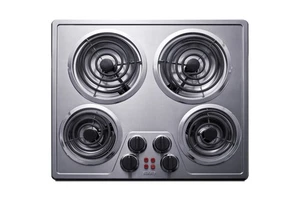 Summit CR4SS24 24"W 4 Burner Coil Electric Cooktop - Stainless Steel - Picture 1 of 4