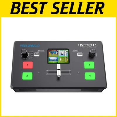 Professional 4 x HDMI Live Production Switcher with 2 Inch LCD for Streaming - Image 1 of 4