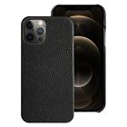 For Apple iPhone 15 Pro Max 15 Plus Case Cover Genuine Leather Lichee Pattern PC