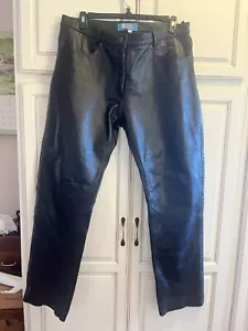 XElement Women's Buffalo Black Leather Biker Pants Lined Comfort Size 18 READ - Bild 1 von 22