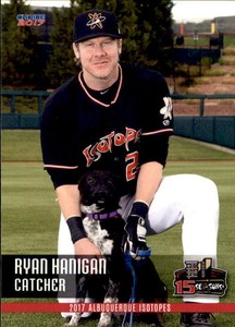 2017 Albuquerque Isotopes Choice #19 Ryan Hanigan Andover Massachusetts MA Card