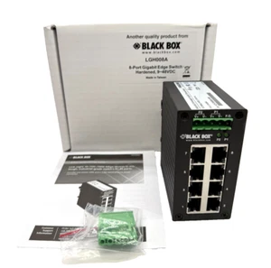 Black Box LGH008A 8-Port Rail-Mountable Hardened Gigabit Edge Switch 9-48VDC DIN - Picture 1 of 5