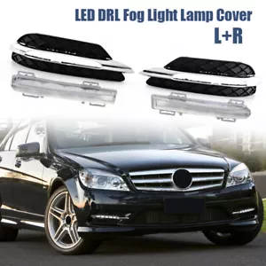 1 Par de Cubierta Lámpara LED DRL LUZ ANTINIEBLA para Mercedes Benz Clase C W204 C300 2011-2014 - Imagen 1 de 11