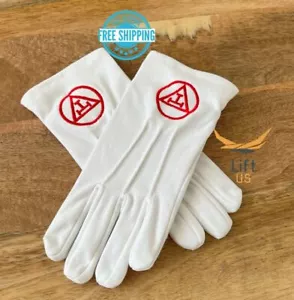 Freimaurer weiße Handschuhe ROT bestickt RA RAM Royal Arch Mason - Bild 1 von 4