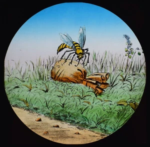 BABY WASP & PUPPIES NO10 C1890 Magic Lantern Slide VICTORIAN COMIC TALE - Picture 1 of 3