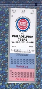 Charles Barkley 23pt 9rb 2-5-1991 Ticket Stub 76ers Pistons Dennis Rodman 12rb - Picture 1 of 6
