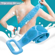 Body Cleaning Double Sided Back Scrubber Bath Shower Silicone Spa Brush Tool +