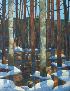 My original oil painting on stretched linen. 'Last of the Winter snow' 14"x18" - Picture 1 of 5